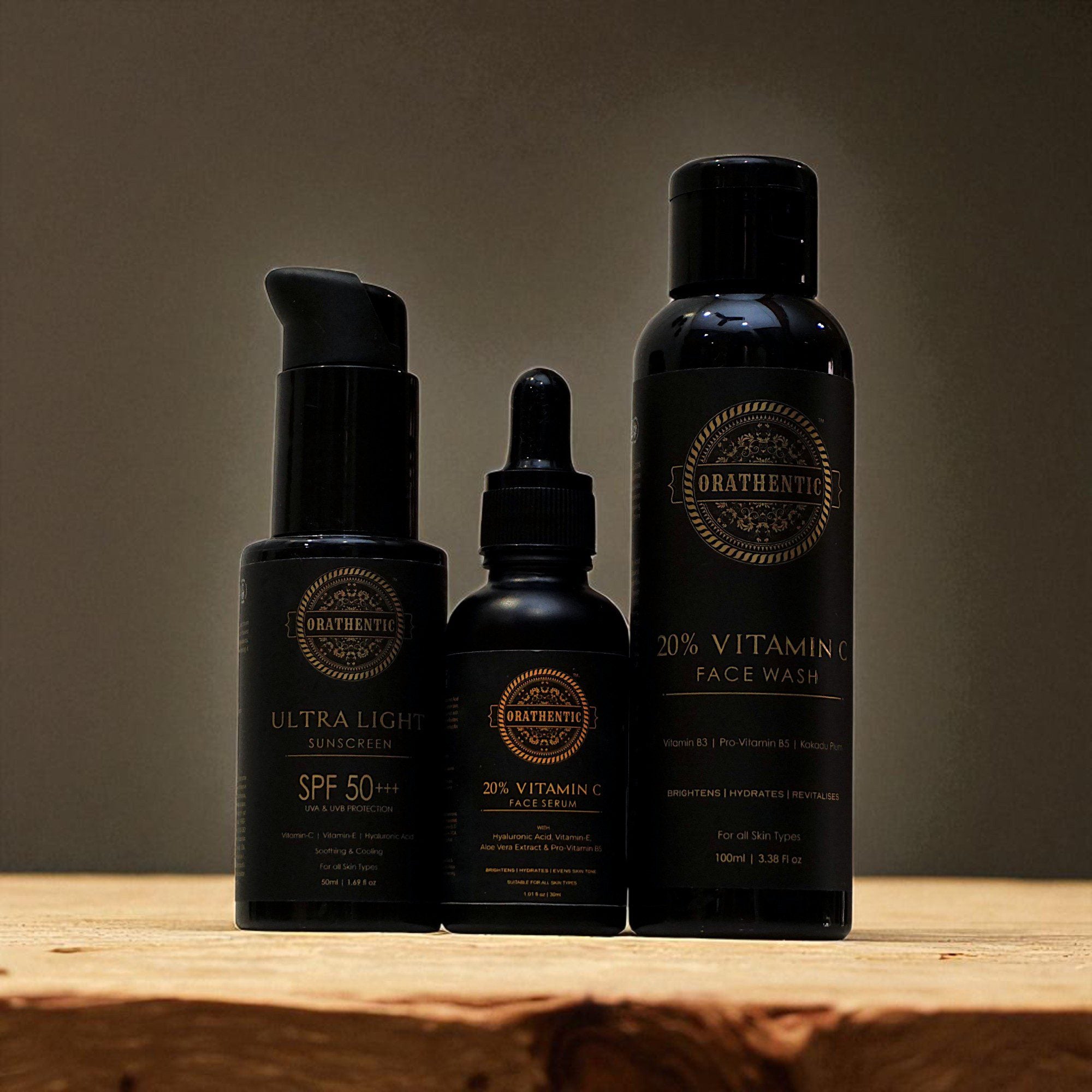 Glow & Bright Bundle | 20% Vitamin C Facewash + 20% Vitamin C Face Serum + Ultra Light Sunscreen
