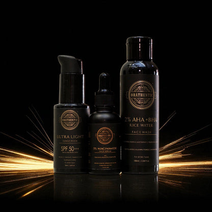 Smooth &amp; Calm Bundle | 2% AHA BHA Rice Water Facewash + 5% Niacinamide Serum + Ultralight Sunscreen