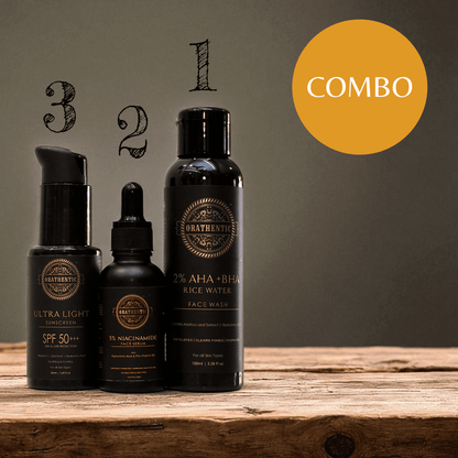 Smooth &amp; Calm Bundle | 2% AHA BHA Rice Water Facewash + 5% Niacinamide Serum + Ultralight Sunscreen