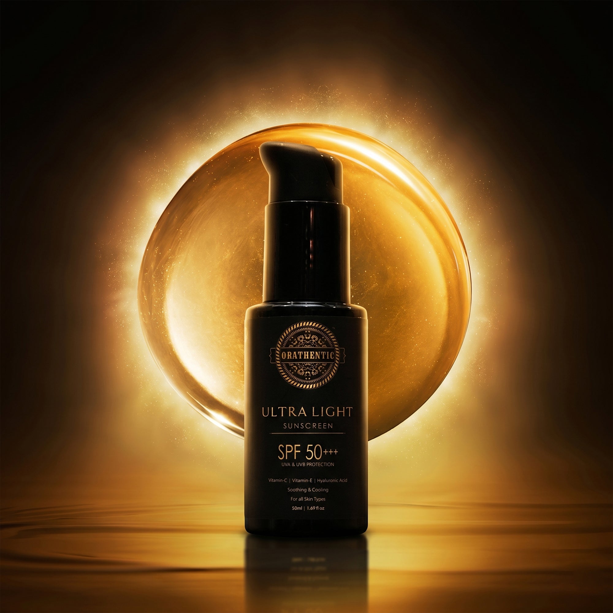 Ultra Light Sunscreen SPF 50+++ | UVA &amp; UVB Broad Spectrum Protection | with Vitamin C + Vitamin E + Hyaluronic Acid | Soothing &amp; Cooling | 50ml