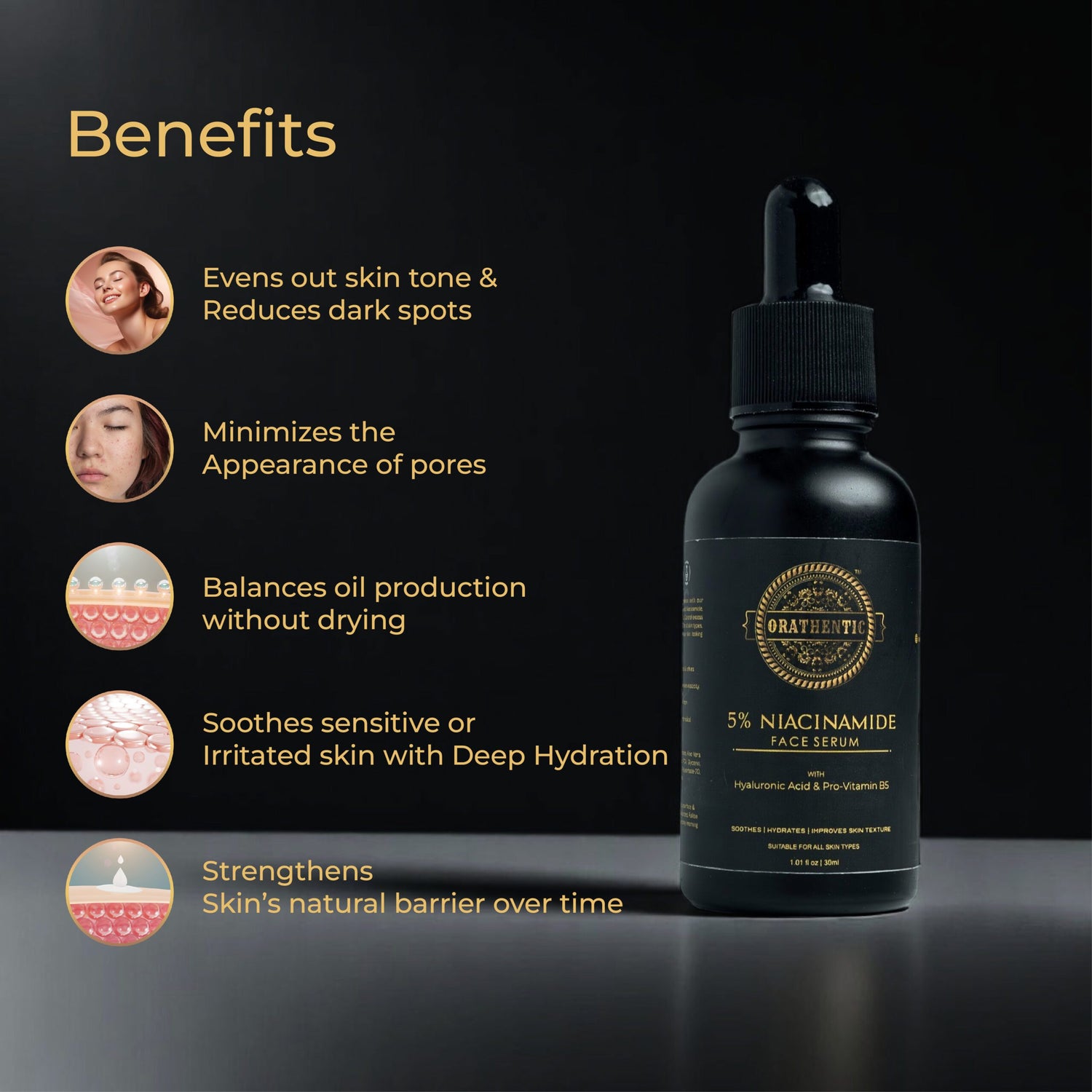5% Niacinamide Face serum | with Pro-vitamin B5 + Hyaluronic Acid | 30ml