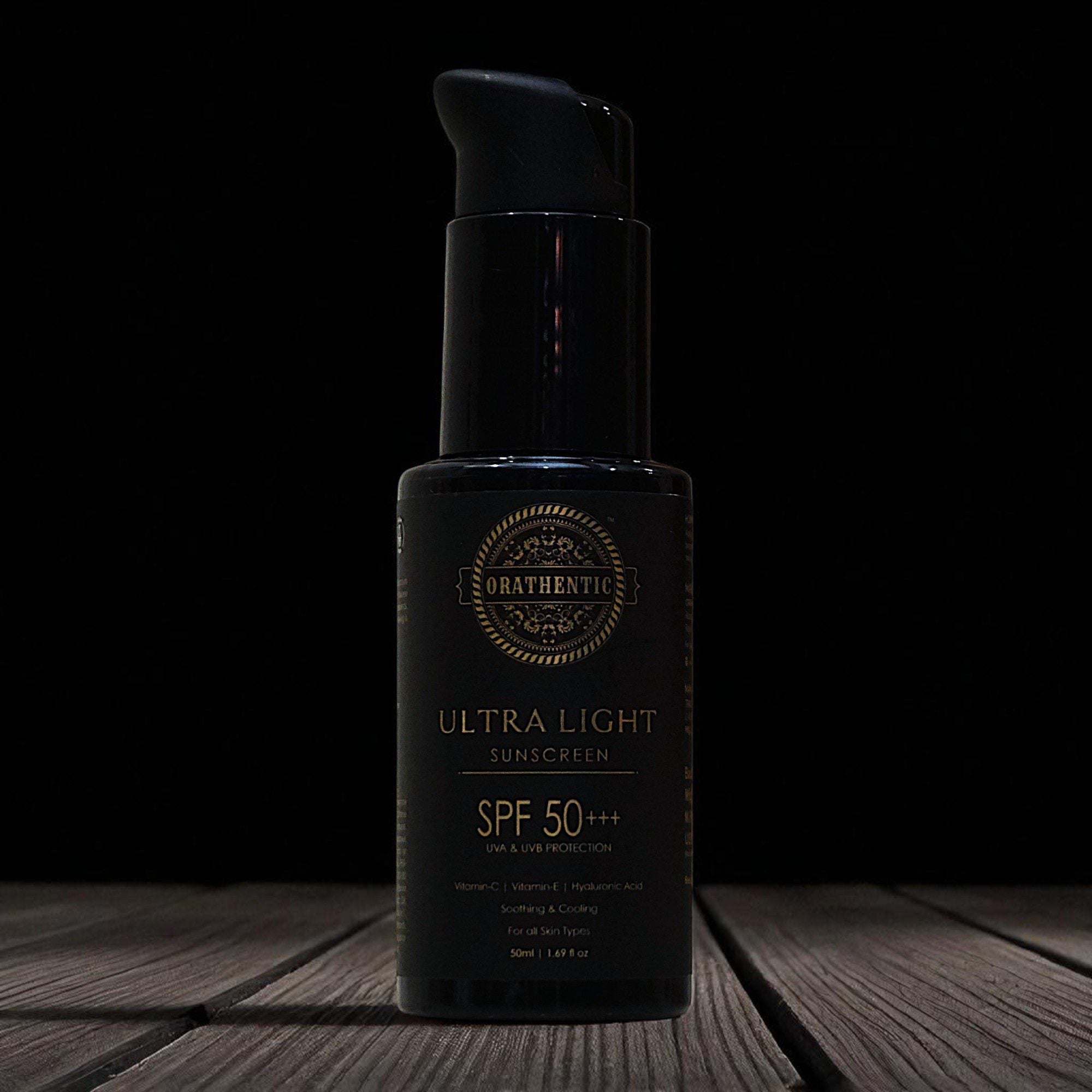 Ultra Light Sunscreen SPF 50+++ | UVA &amp; UVB Broad Spectrum Protection | with Vitamin C + Vitamin E + Hyaluronic Acid | Soothing &amp; Cooling | 50ml