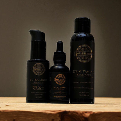 Glow &amp; Bright Bundle | 20% Vitamin C Facewash + 20% Vitamin C Face Serum + Ultra Light Sunscreen