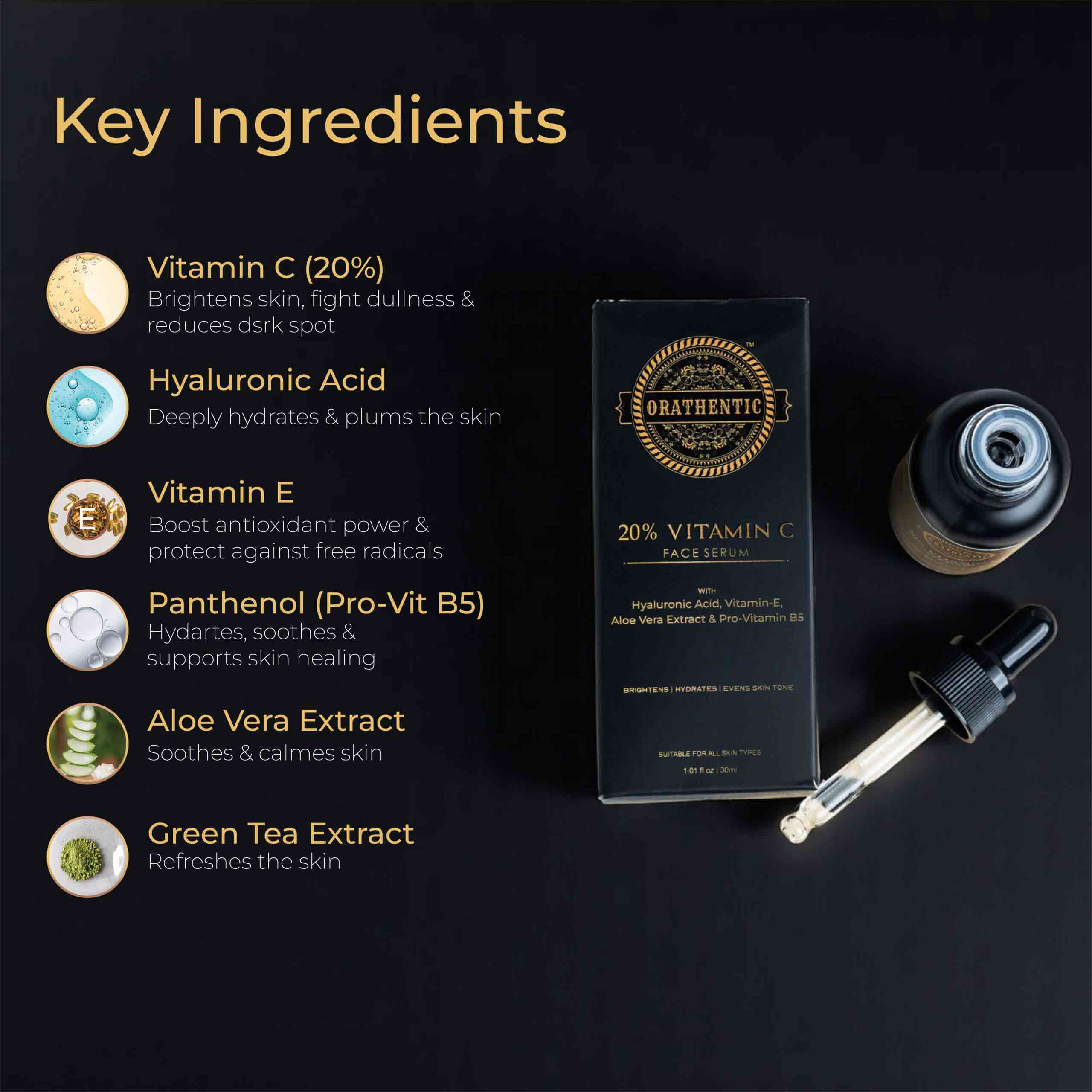 20% Vitamin C Face Serum | with Ferulic Acid + Hyaluronic Acid  | 30ml