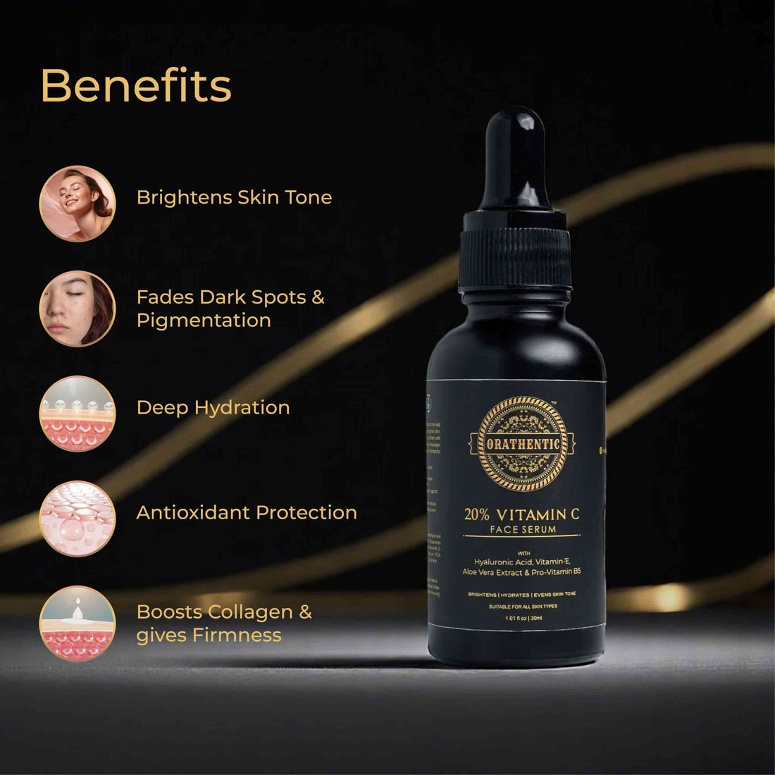 20% Vitamin C Face Serum | with Ferulic Acid + Hyaluronic Acid  | 30ml