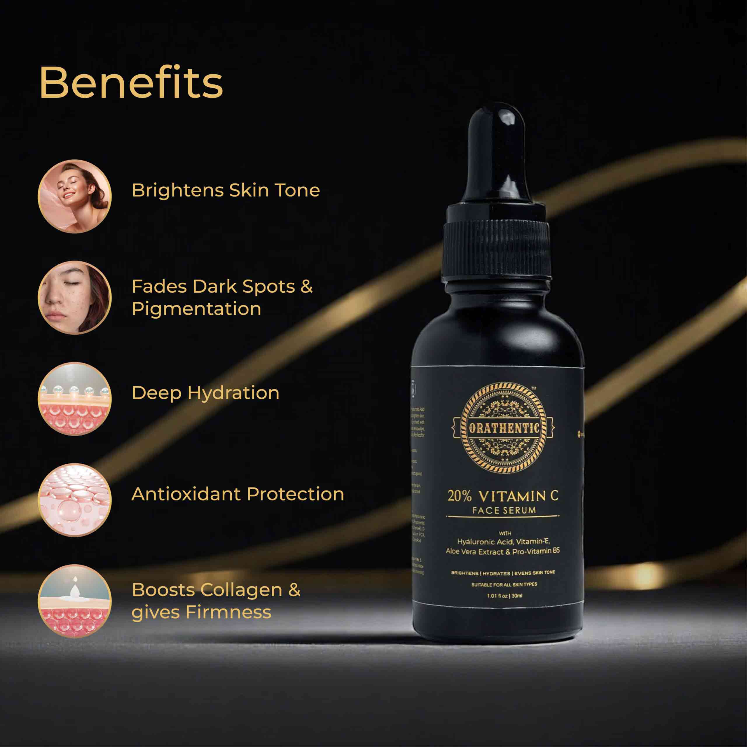 20% Vitamin C Face Serum | with Ferulic Acid + Hyaluronic Acid  | 30ml